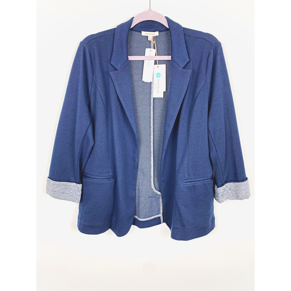 Skies Are Blue Asa Knit Blazer Navy XL NWT